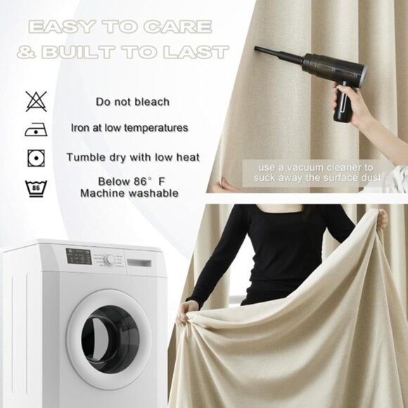 DUALIFE 102 Inch Curtains Cabin & Drapes 2 Panels Pinch Pleated Custom Blackout - Picture 7 of 7